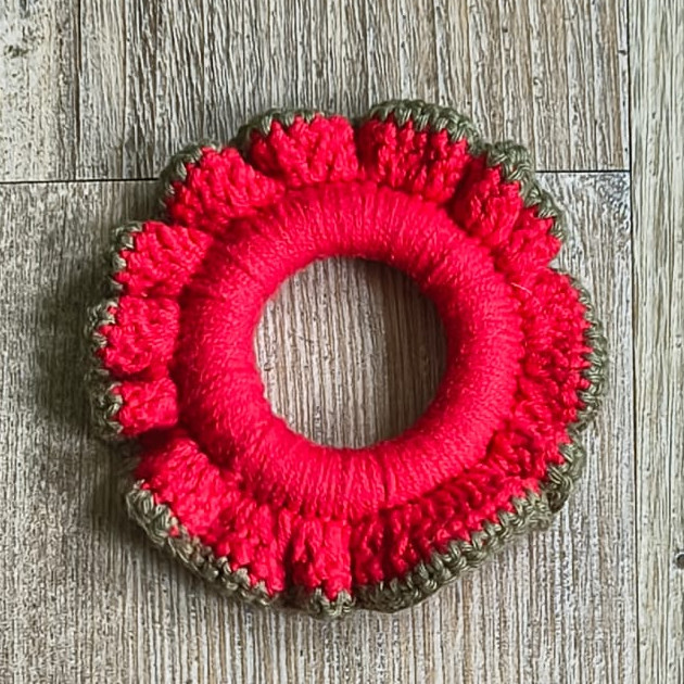Rond de serviette de Noël en rouge et vert