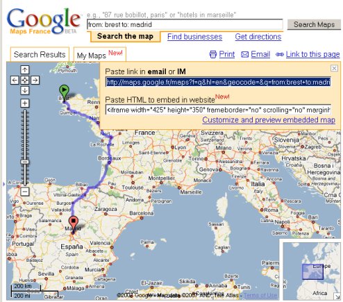 Insertion de carte Google Maps