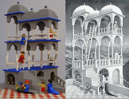 La relativité, de M.C. Escher, en LEGO