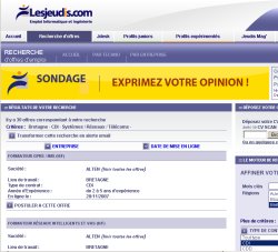 Page de résultats LesJeudis.com