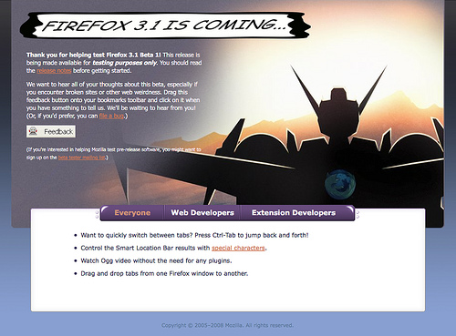 Robot dans Firefox 3.1b1