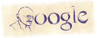 Logo de Google pour le 140ème anniversaire de la naissance de Gandhi