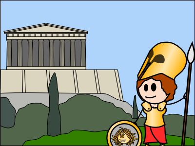 Athèna devant le Parthénon