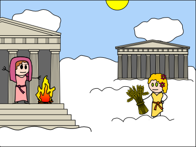 Hestia et Déméter dans l'Olympe